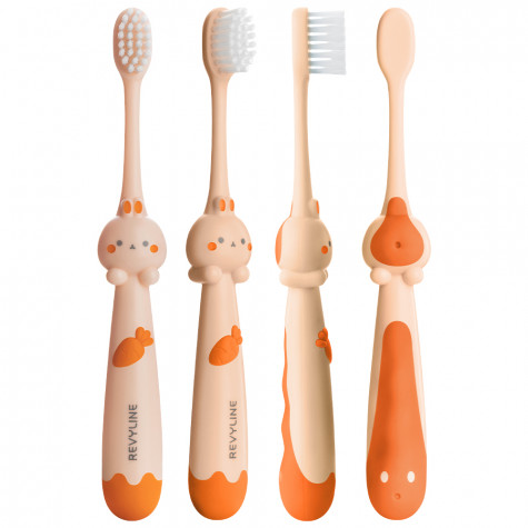 Набор зубных щеток Revyline Bunny Duo, от 3 лет, розовая и оранжевая